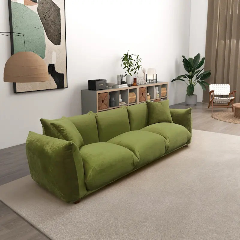Canapé de luxe Mid-Century Moderne en bouclette/velours