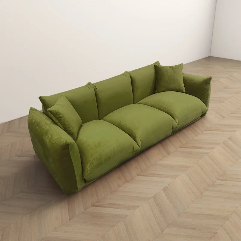 Canapé de luxe Mid-Century Moderne en bouclette/velours