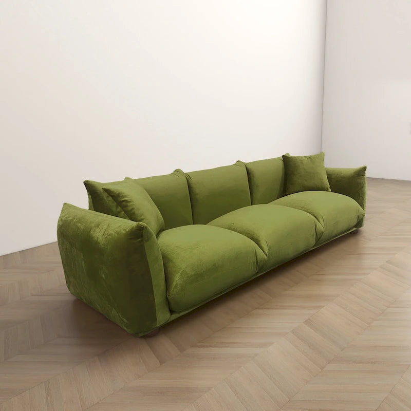 Canapé de luxe Mid-Century Moderne en bouclette/velours