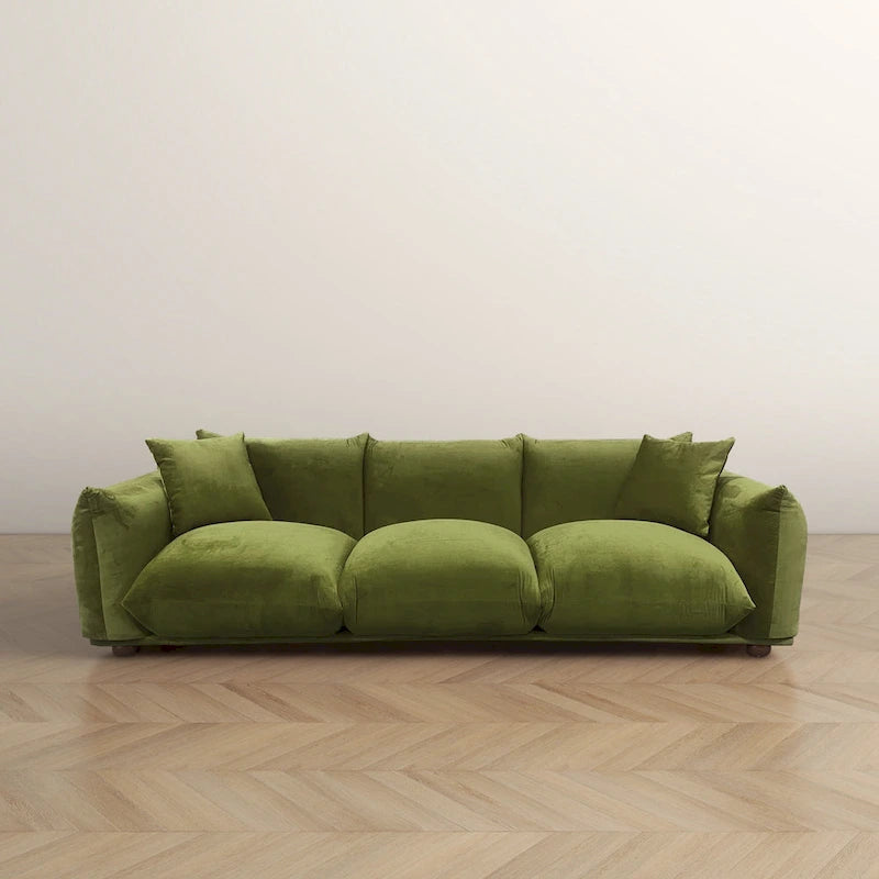 Canapé de luxe Mid-Century Moderne en bouclette/velours