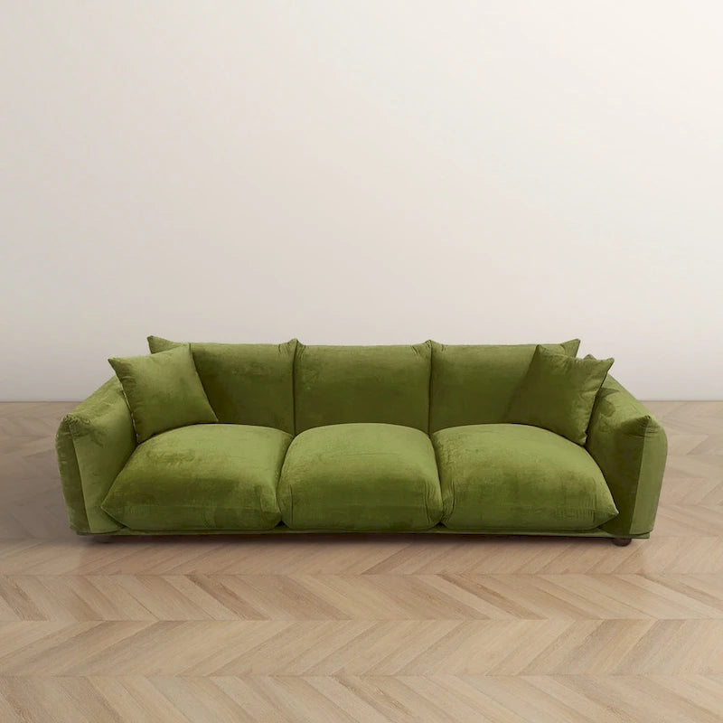 Canapé de luxe Mid-Century Moderne en bouclette/velours