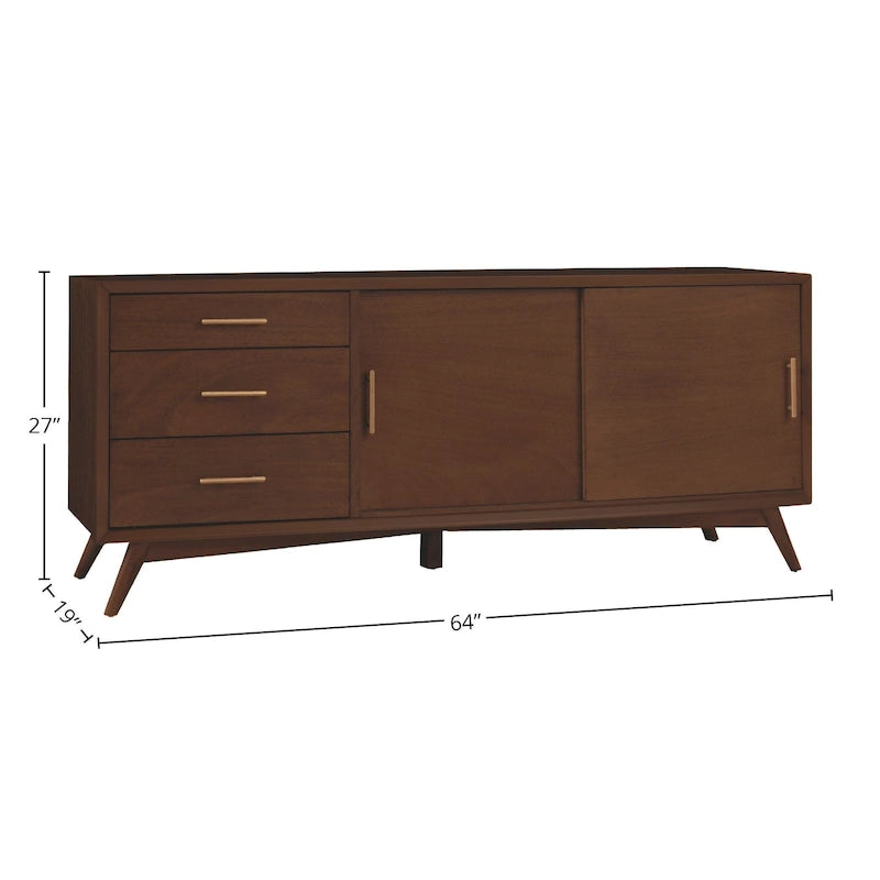 Grand meuble TV — Fini noyer — 64" L x 19" P x 27" H