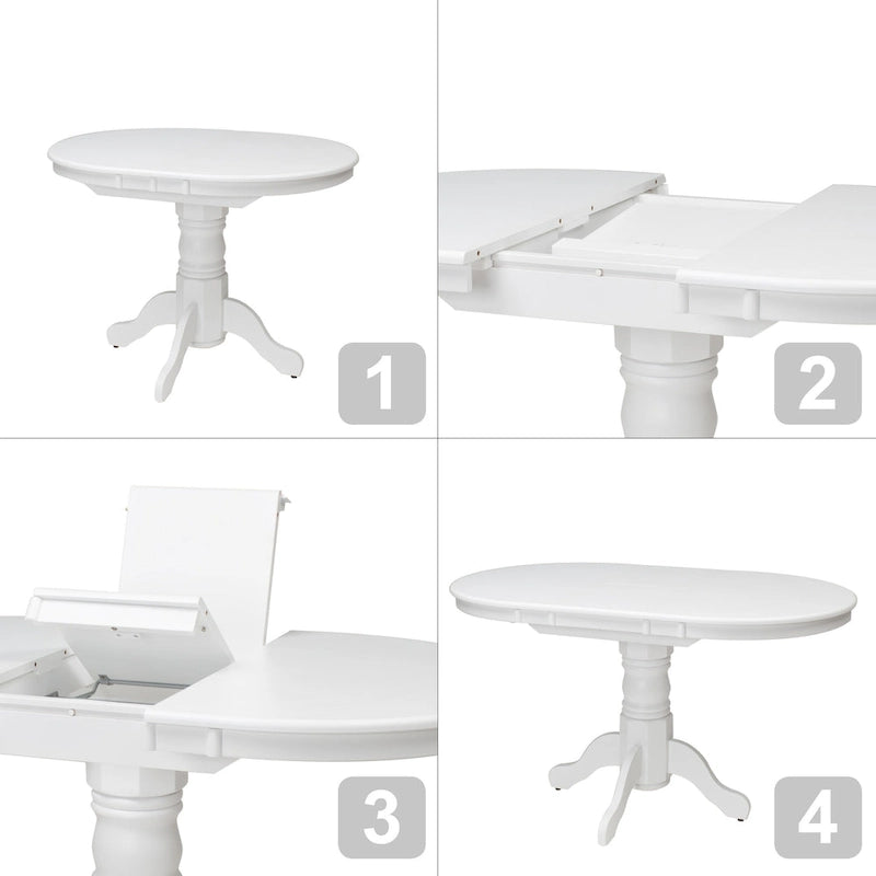 Table de salle à manger ovale à piédestal extensible