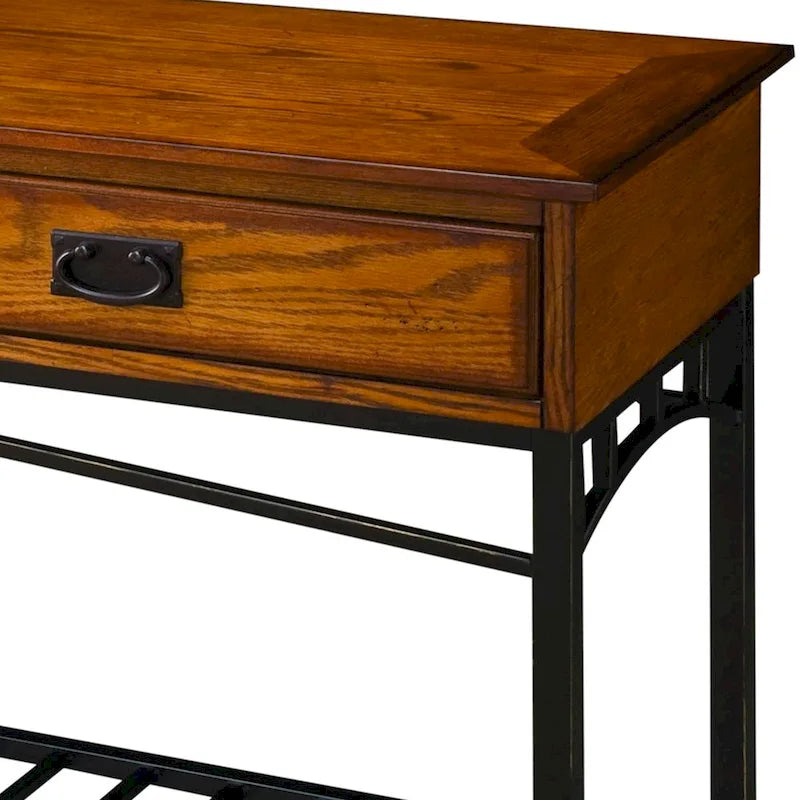 Console de canapé en chêne vieilli de style artisan moderne