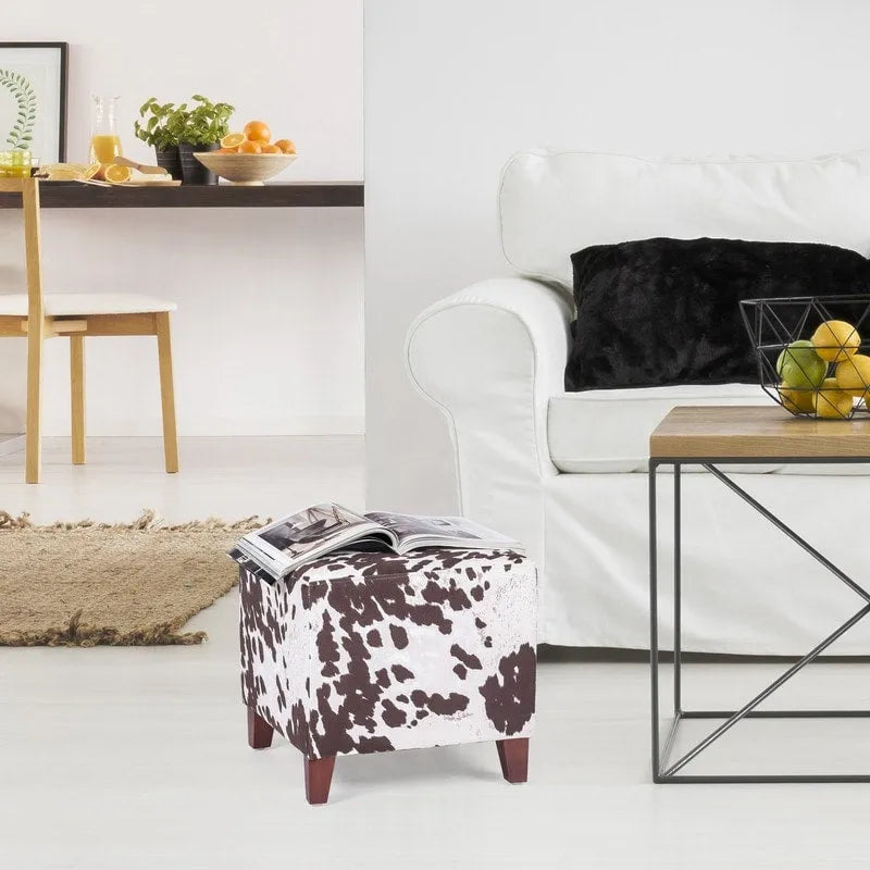 Banc d'appoint/Repose-pieds ottoman carré motif vache style britannique chic
