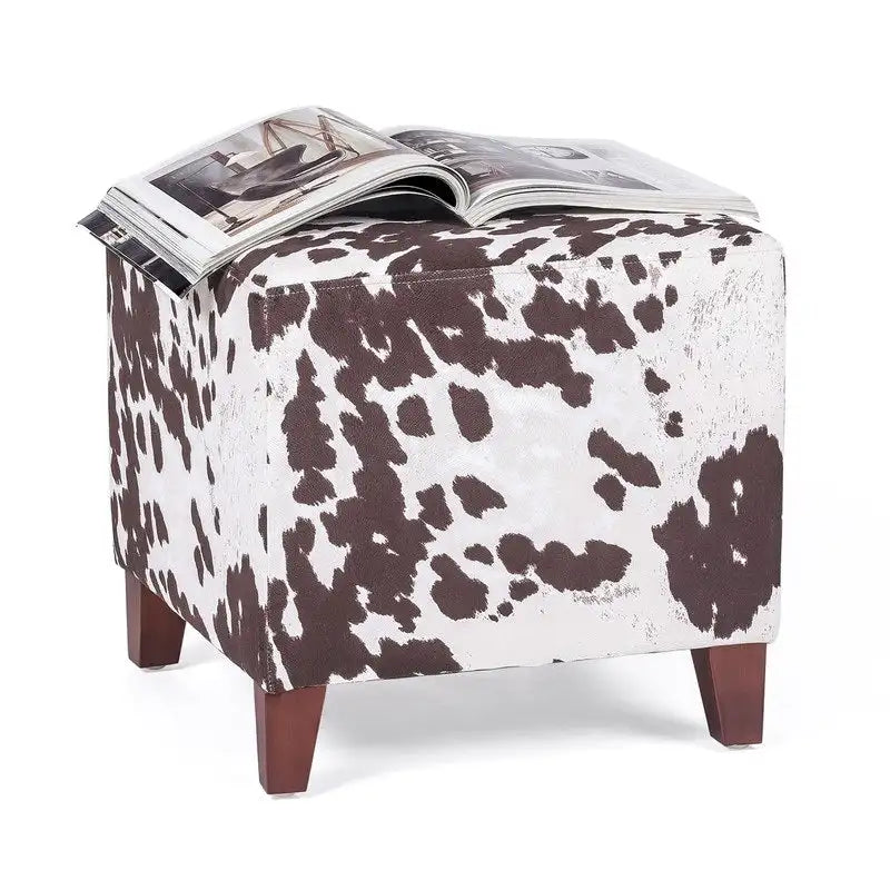 Banc d'appoint/Repose-pieds ottoman carré motif vache style britannique chic