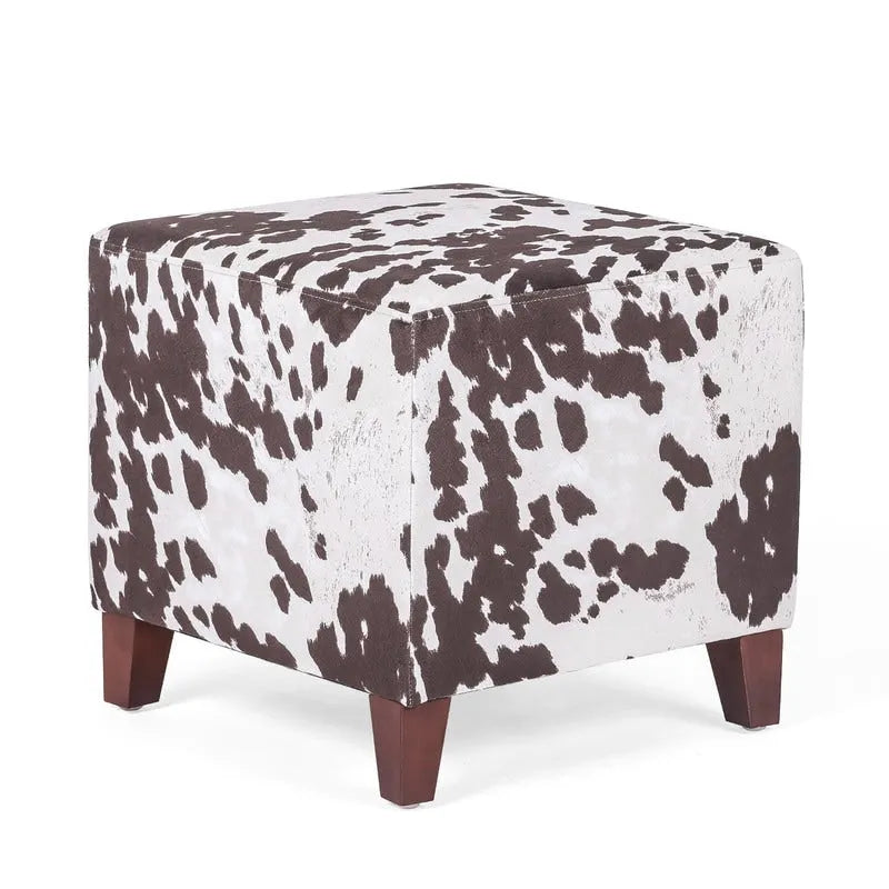 Banc d'appoint/Repose-pieds ottoman carré motif vache style britannique chic