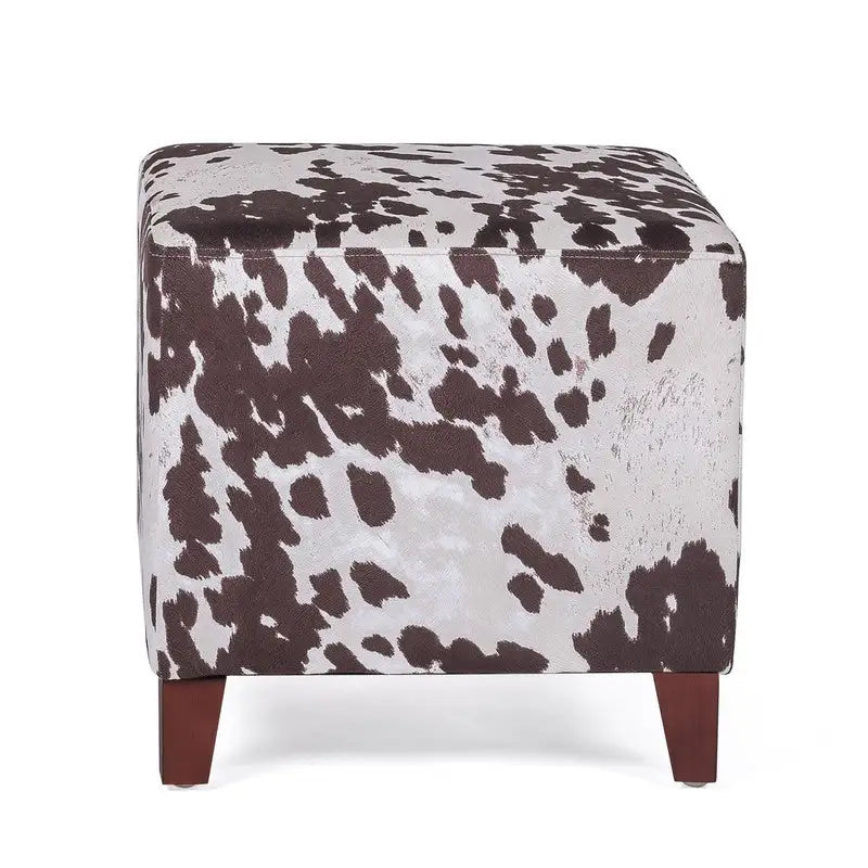 Banc d'appoint/Repose-pieds ottoman carré motif vache style britannique chic