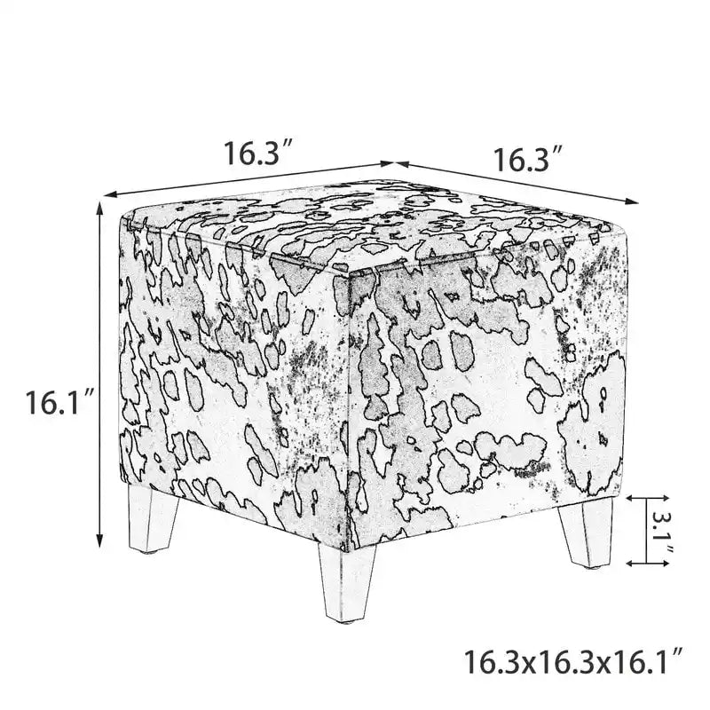Banc d'appoint/Repose-pieds ottoman carré motif vache style britannique chic