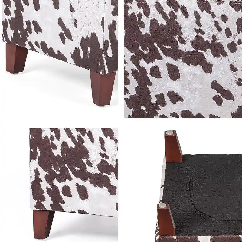 Banc d'appoint/Repose-pieds ottoman carré motif vache style britannique chic