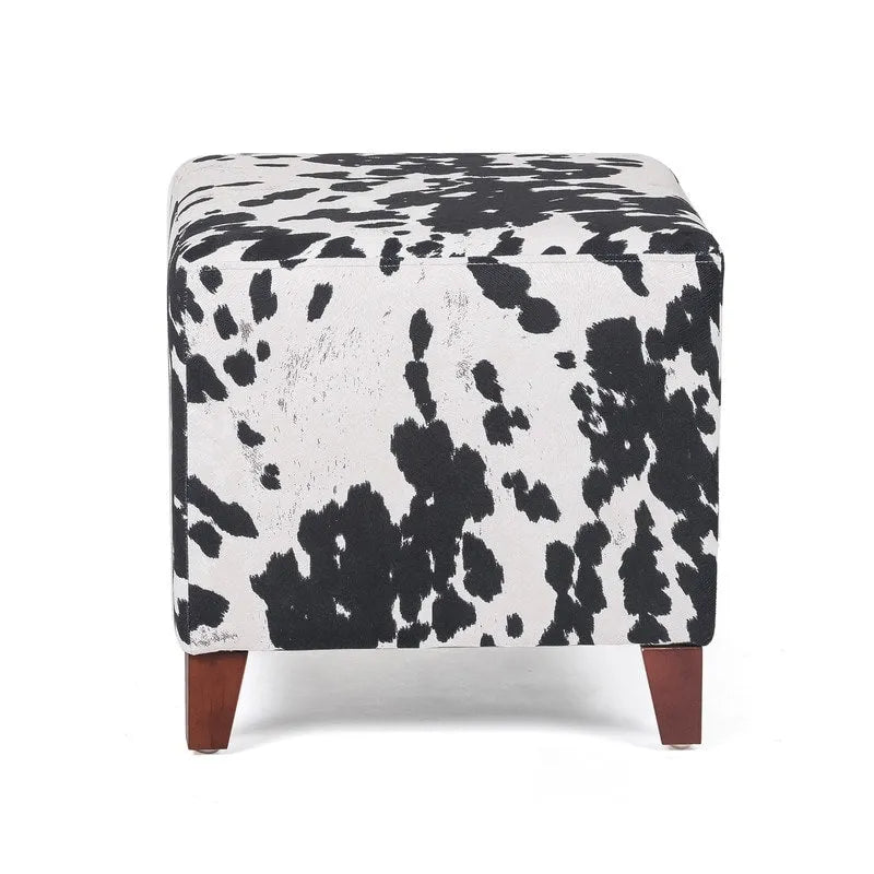 Banc d'appoint/Repose-pieds ottoman carré motif vache style britannique chic