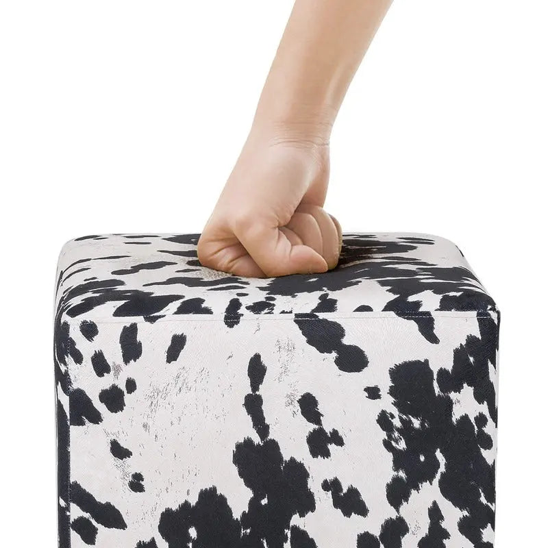 Banc d'appoint/Repose-pieds ottoman carré motif vache style britannique chic