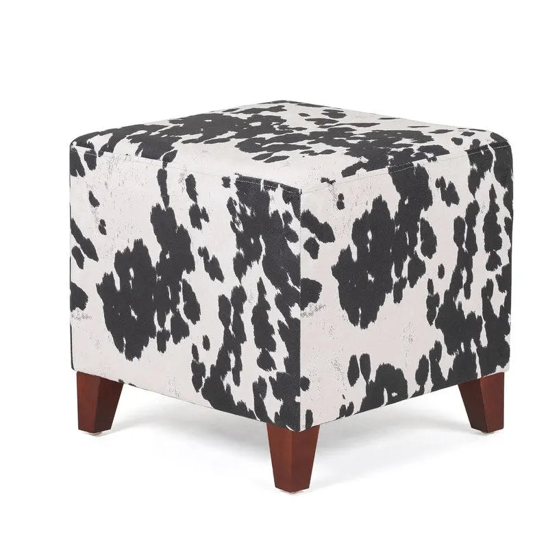 Banc d'appoint/Repose-pieds ottoman carré motif vache style britannique chic