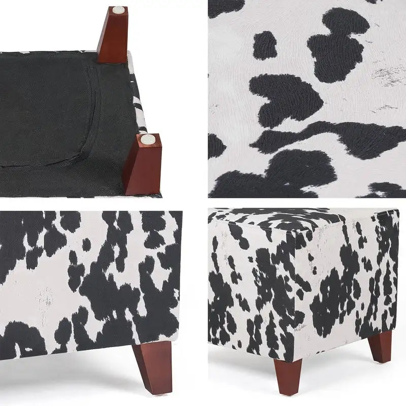 Banc d'appoint/Repose-pieds ottoman carré motif vache style britannique chic