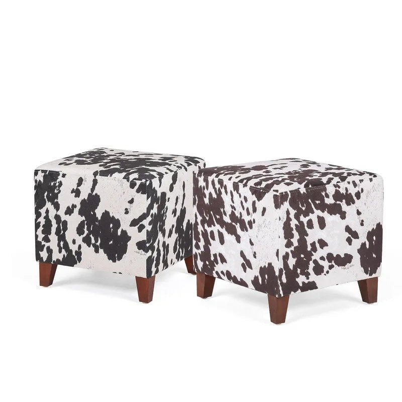 Banc d'appoint/Repose-pieds ottoman carré motif vache style britannique chic
