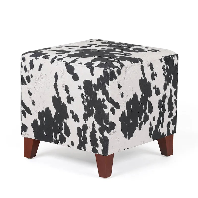 Banc d'appoint/Repose-pieds ottoman carré motif vache style britannique chic