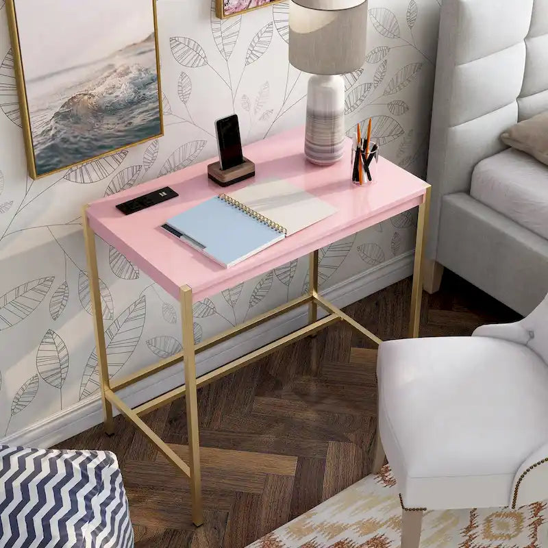 Bureau d'ordinateur moderne en acier de 30 pouces avec ports USB