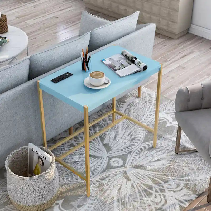 Bureau d'ordinateur moderne en acier de 30 pouces avec ports USB