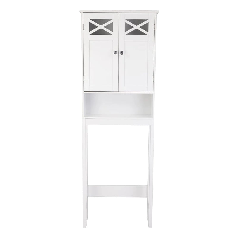 Meuble de toilettes à double porte et à poser, blanc
