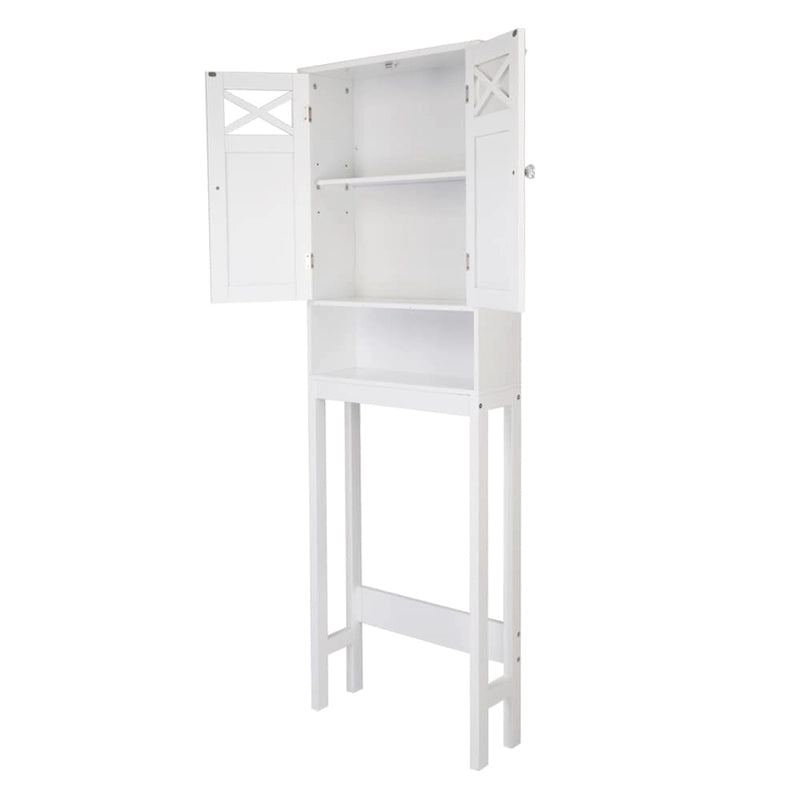 Meuble de toilettes à double porte et à poser, blanc