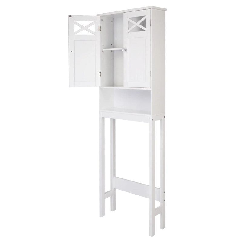 Meuble de toilettes à double porte et à poser, blanc