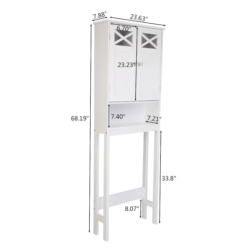 Meuble de toilettes à double porte et à poser, blanc
