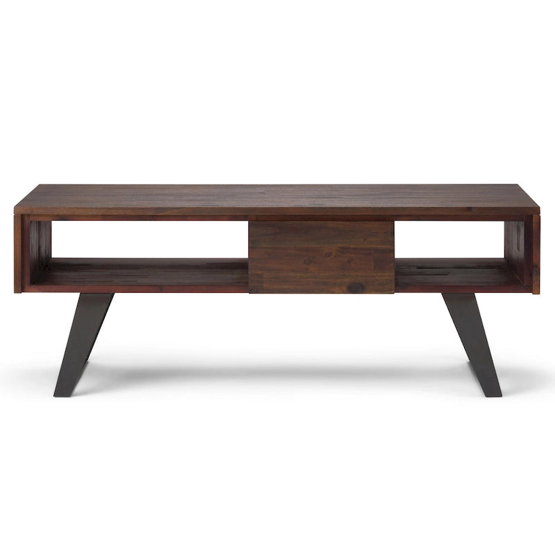 Table basse rectangulaire moderne en bois massif et métal