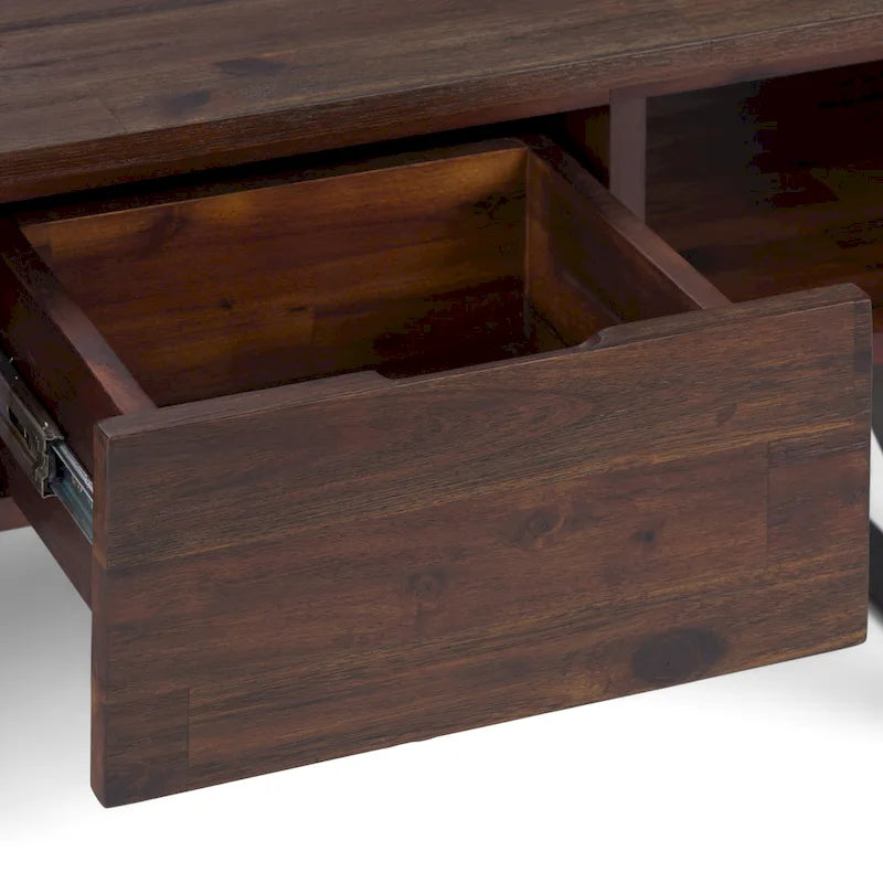Table basse rectangulaire moderne en bois massif et métal