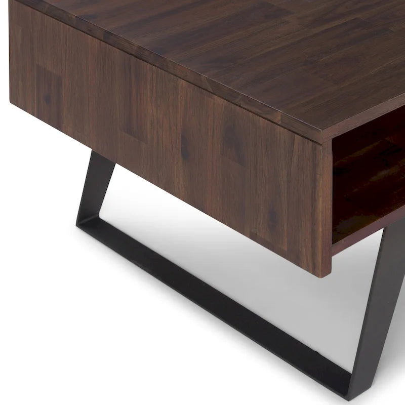 Table basse rectangulaire moderne en bois massif et métal