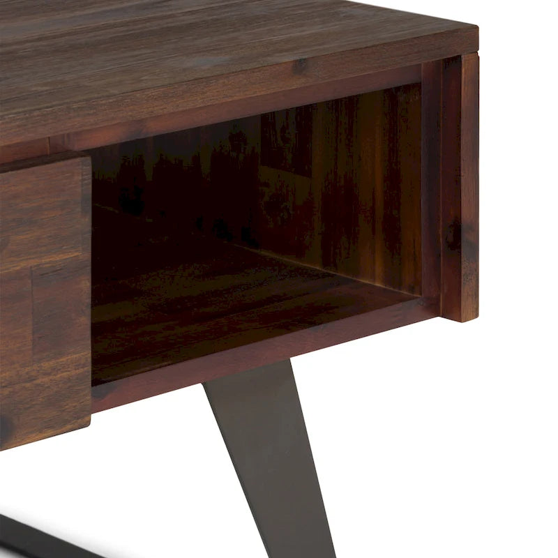 Table basse rectangulaire moderne en bois massif et métal