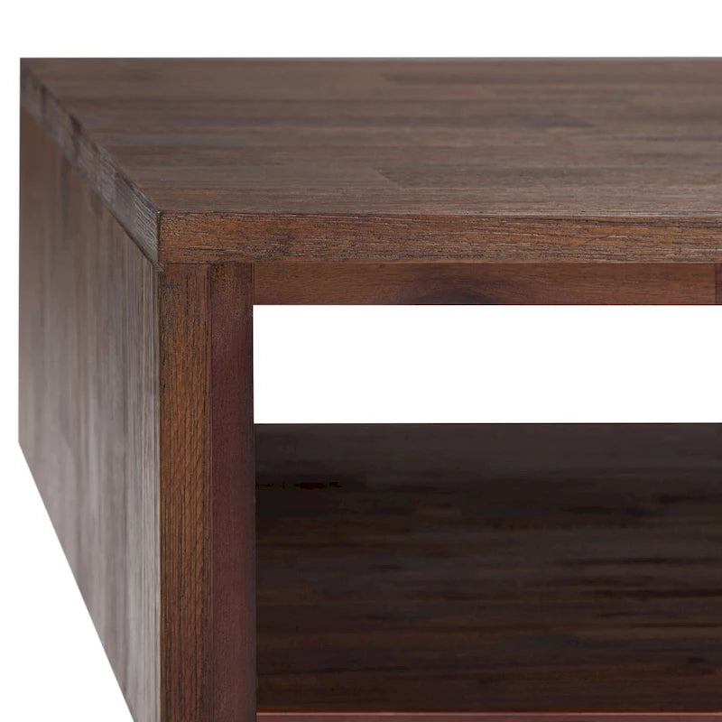 Table basse rectangulaire moderne en bois massif et métal