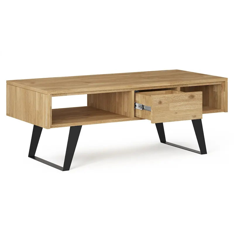 Table basse rectangulaire moderne en bois massif et métal