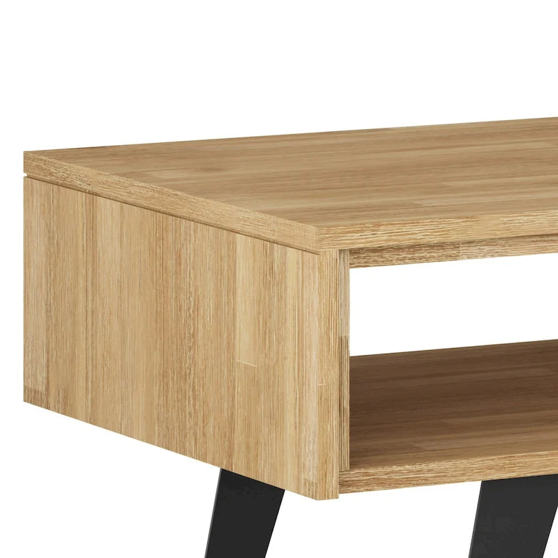 Table basse rectangulaire moderne en bois massif et métal