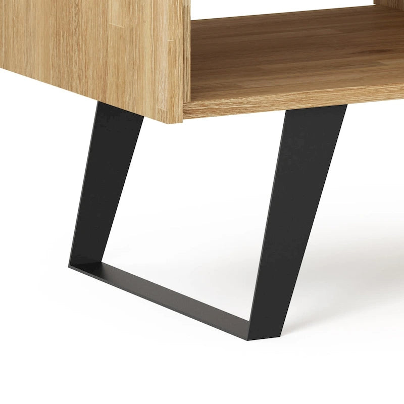 Table basse rectangulaire moderne en bois massif et métal