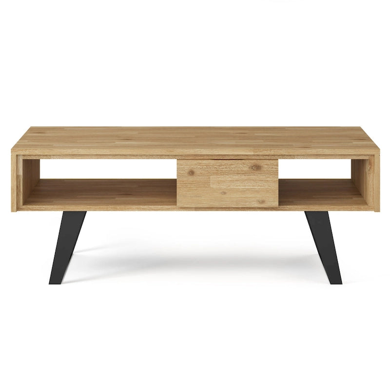 Table basse rectangulaire moderne en bois massif et métal