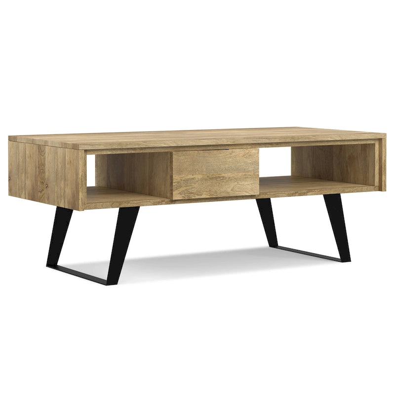 Table basse rectangulaire moderne en bois massif et métal