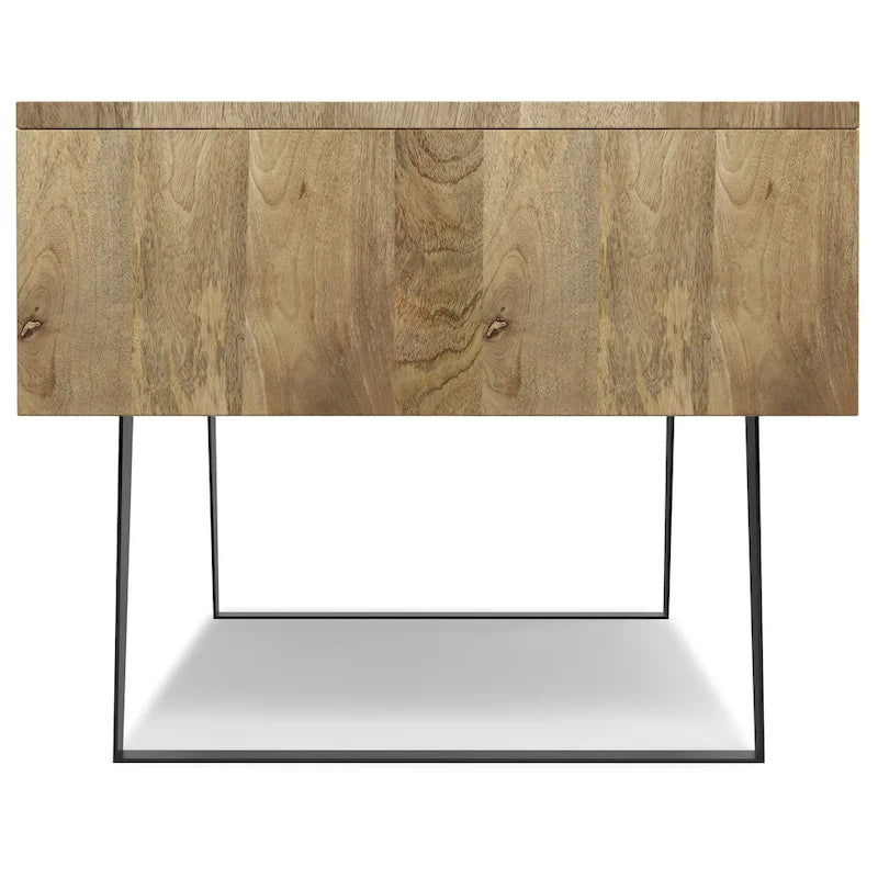 Table basse rectangulaire moderne en bois massif et métal