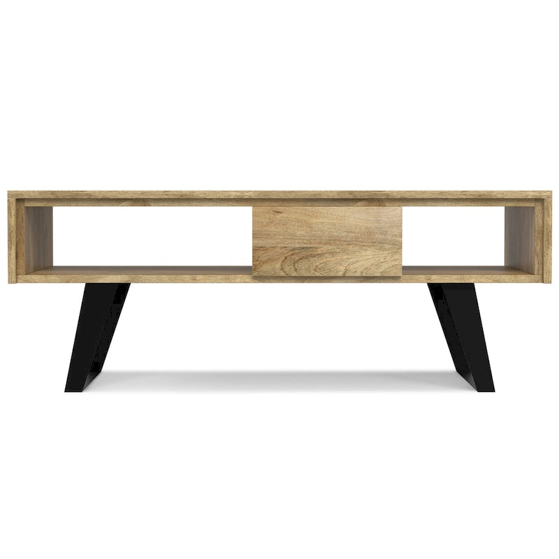 Table basse rectangulaire moderne en bois massif et métal