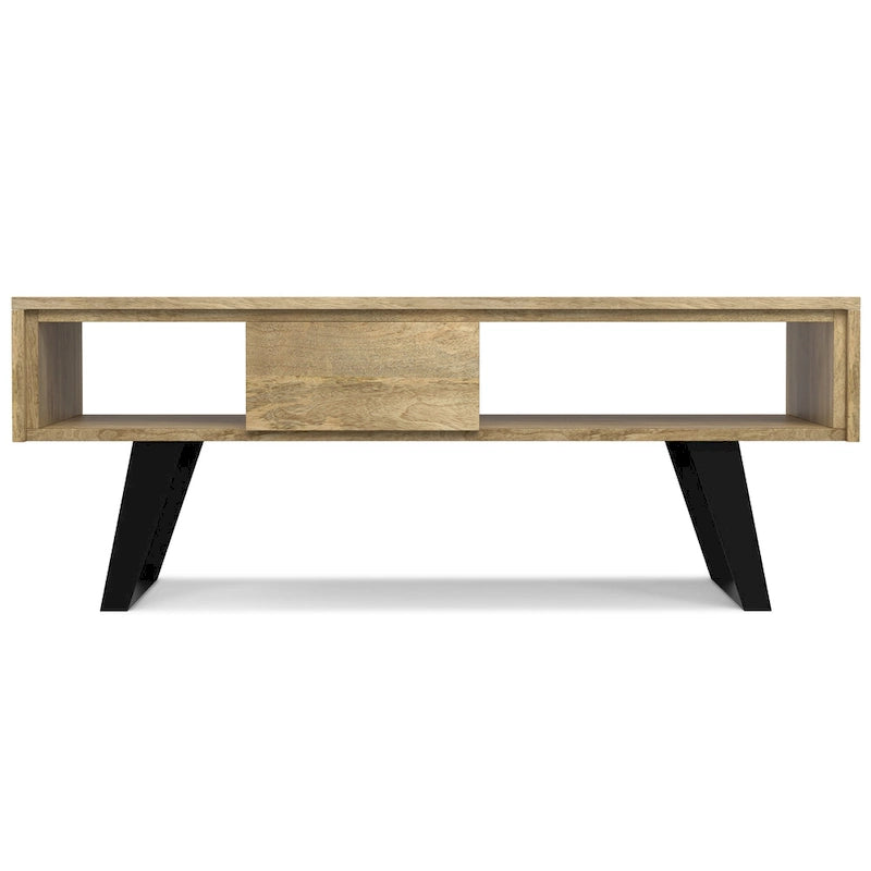 Table basse rectangulaire moderne en bois massif et métal