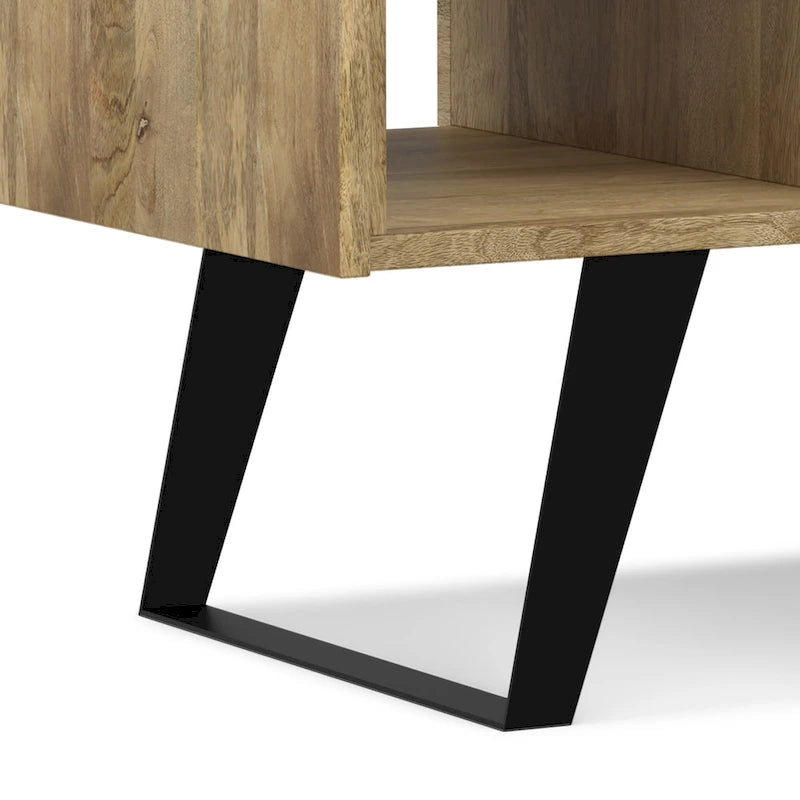 Table basse rectangulaire moderne en bois massif et métal
