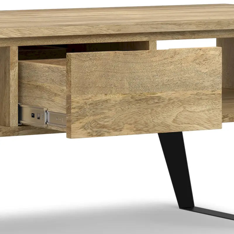 Table basse rectangulaire moderne en bois massif et métal