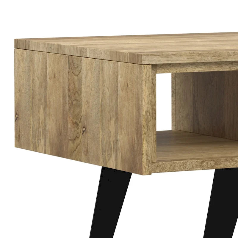 Table basse rectangulaire moderne en bois massif et métal