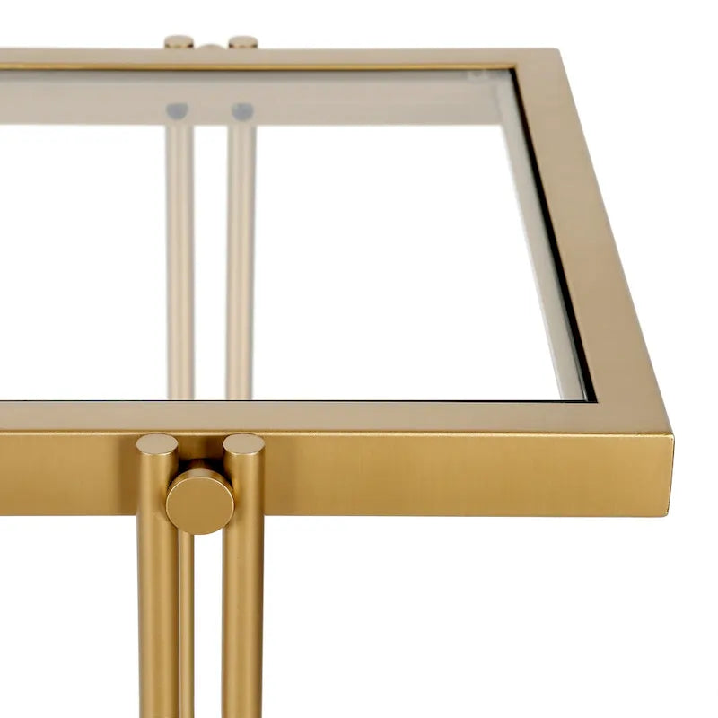 Table basse moderne en acier et verre