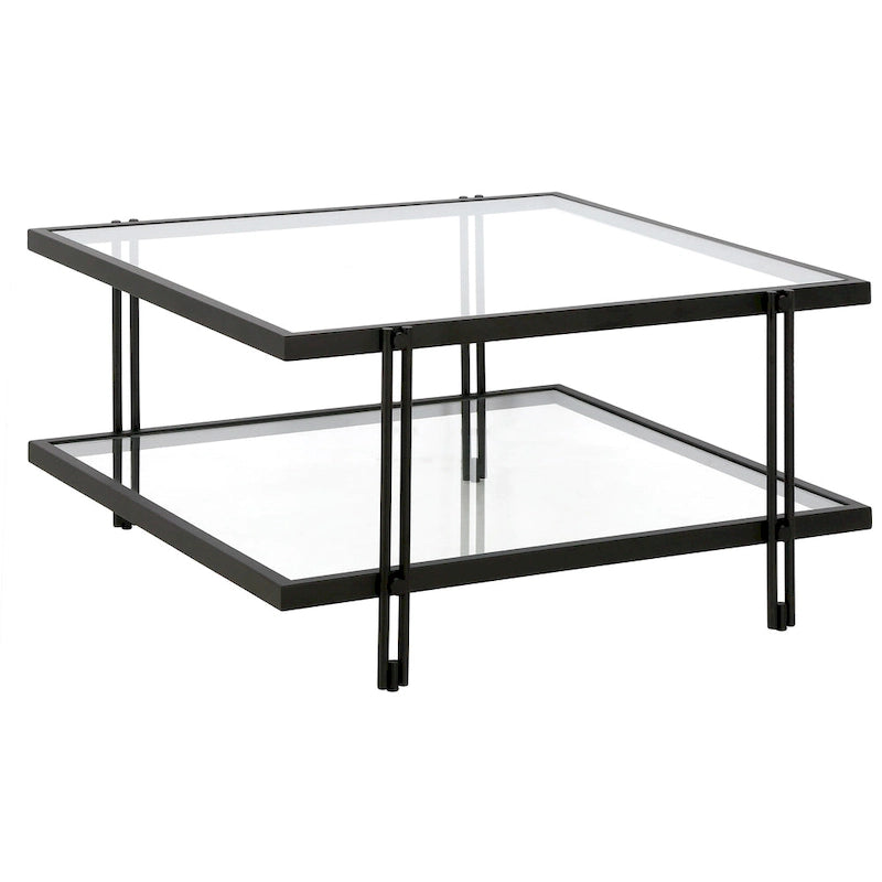 Table basse moderne en acier et verre