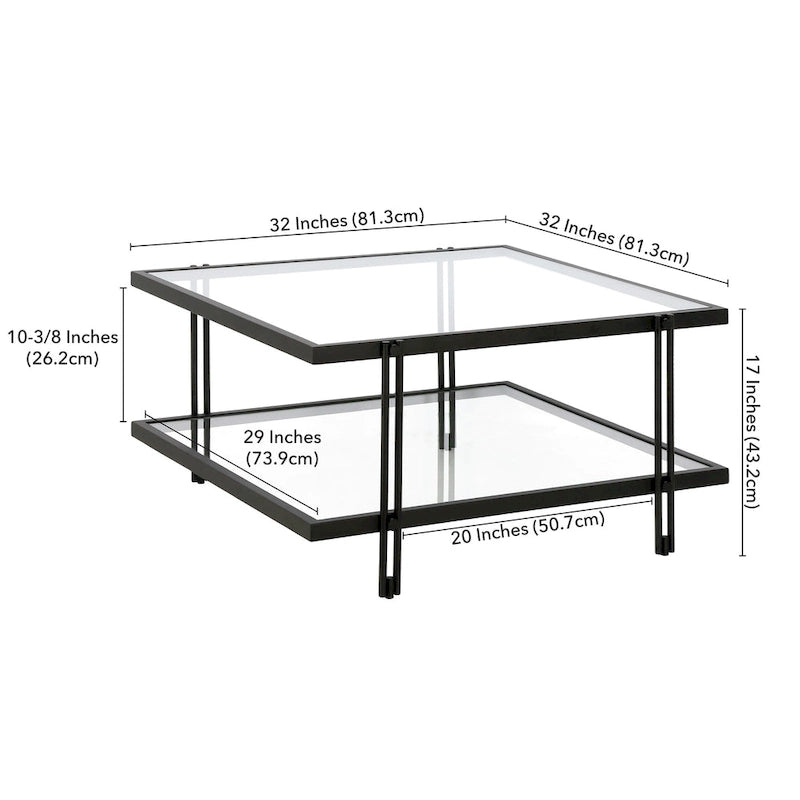 Table basse moderne en acier et verre