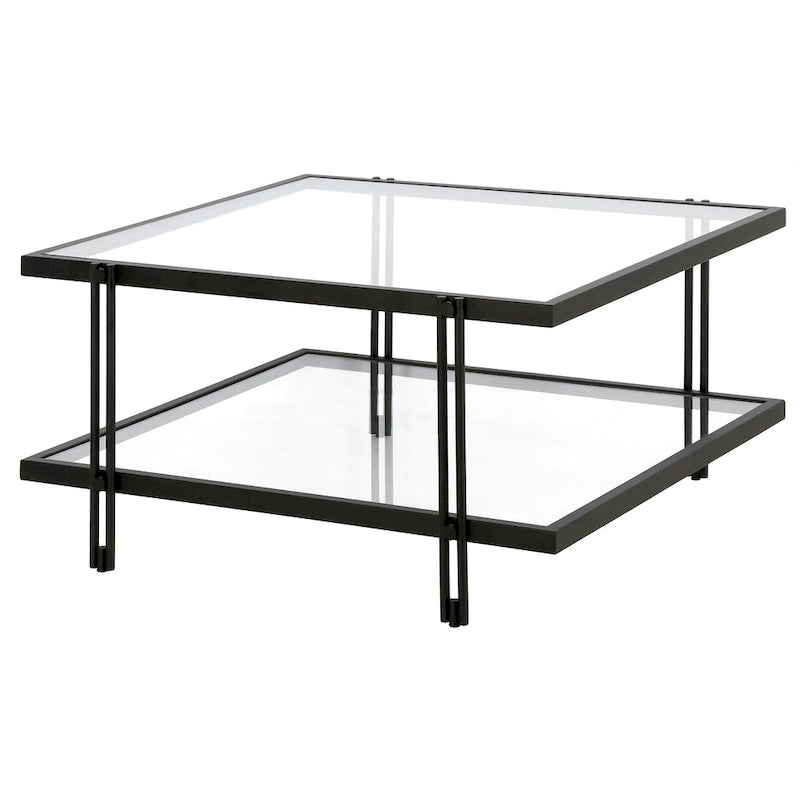 Table basse moderne en acier et verre