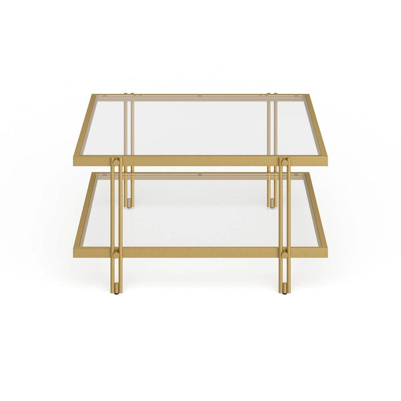 Table basse moderne en acier et verre