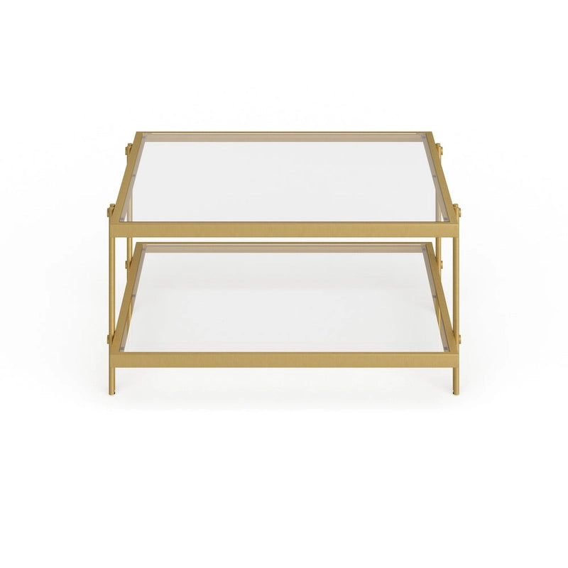 Table basse moderne en acier et verre