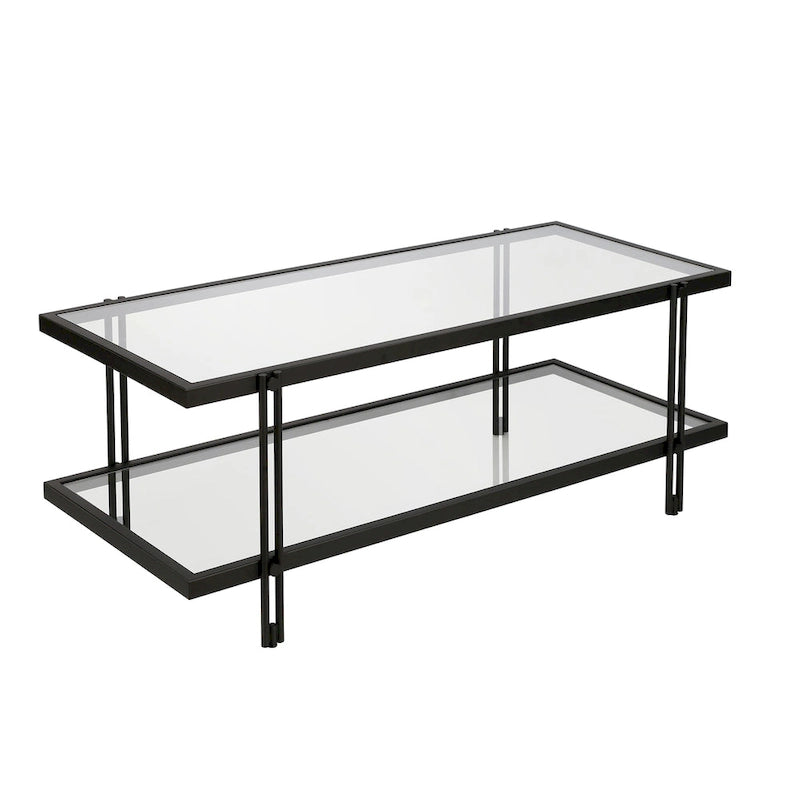 Table basse moderne en acier et verre