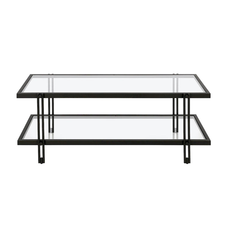 Table basse moderne en acier et verre